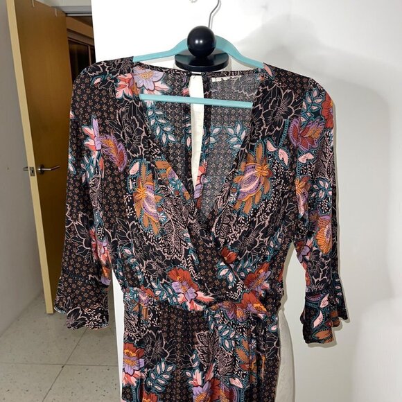 JAASE Maxi Wrap Dress Size Medium Purple Haze Multicolor Bohemian Floral Rayon - Picture 15 of 15